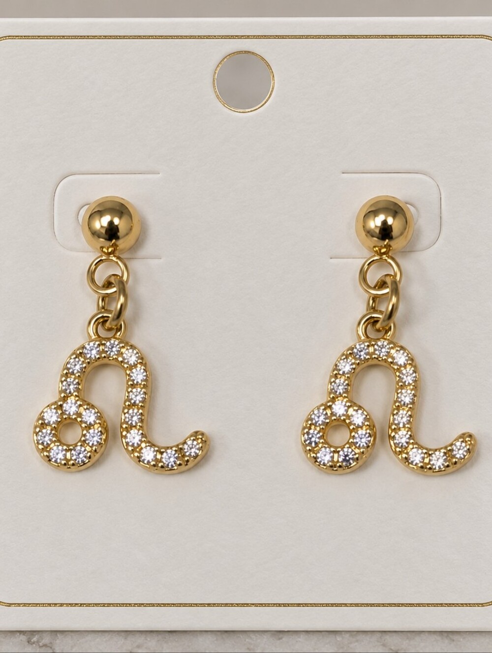 Leo Zodiac Earrings Micro Pavé CZ Astrology Jewelry 18K Gold Plated
